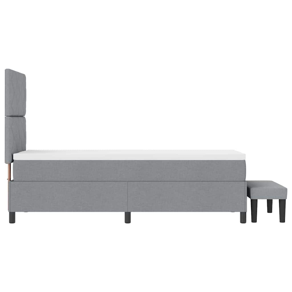 Box Spring Seng Med Madras Lysegrå 80 X 200 Cm Stof - Billede 10