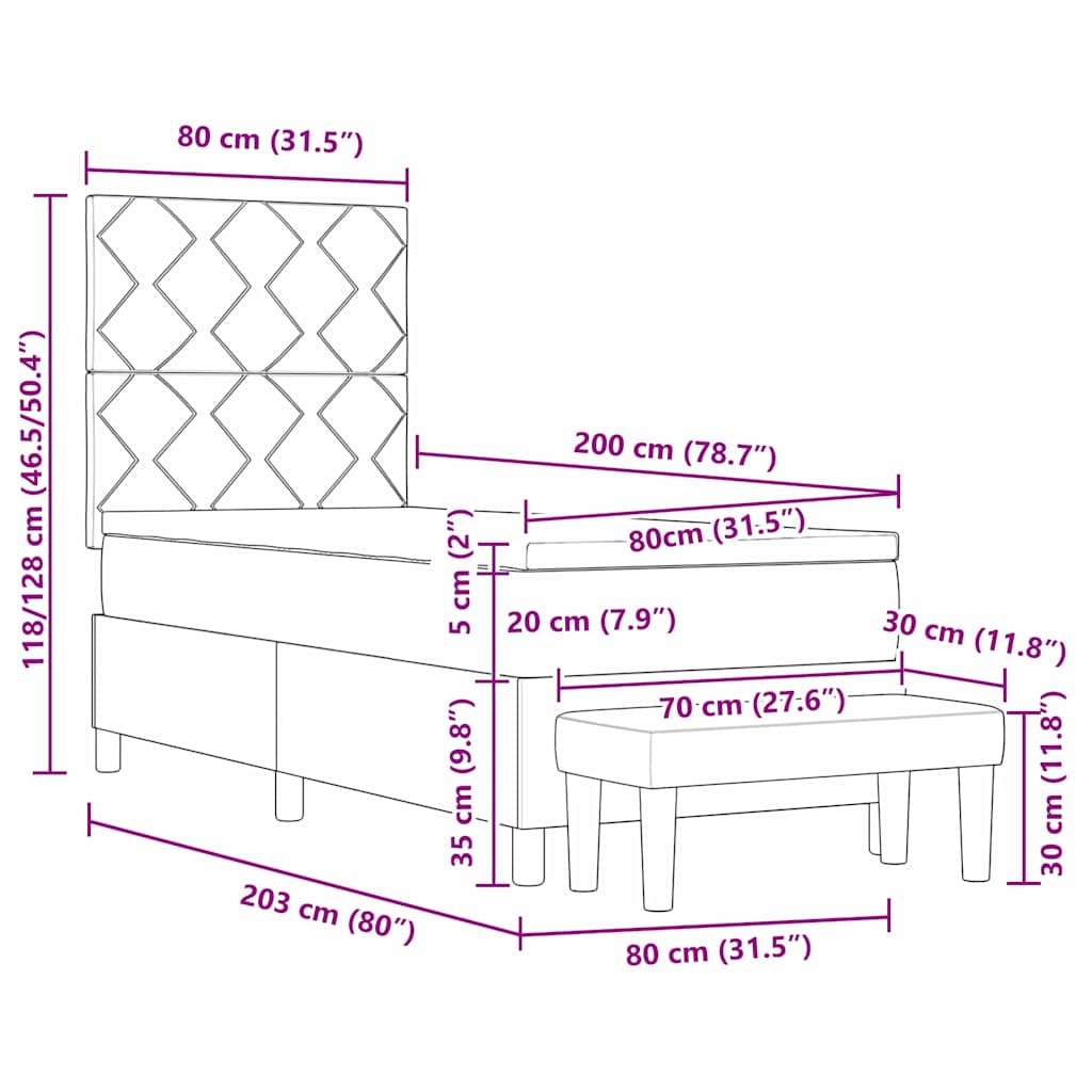 Box Spring Seng Med Hovedgærde Stof - Billede 13