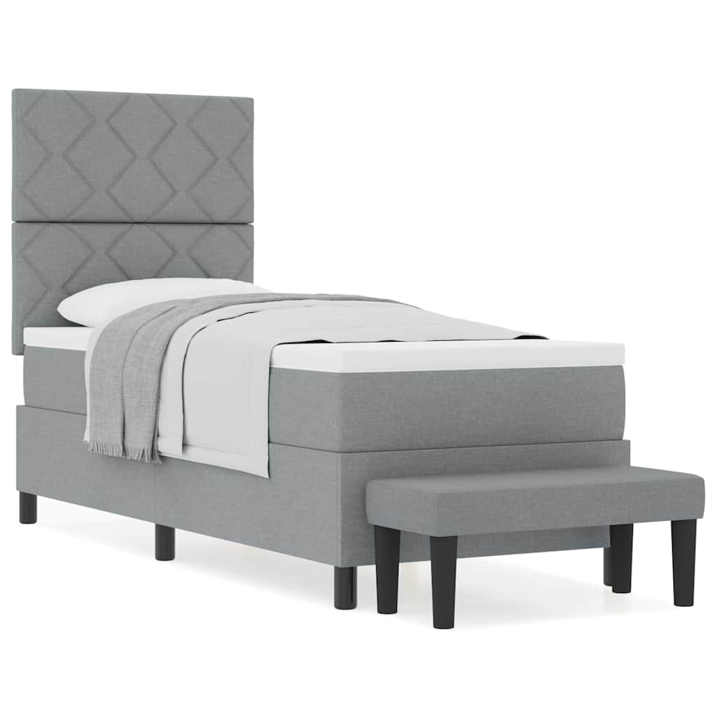 Box Spring Seng Med Madras Lysegrå 80 X 200 Cm Stof - Billede 4