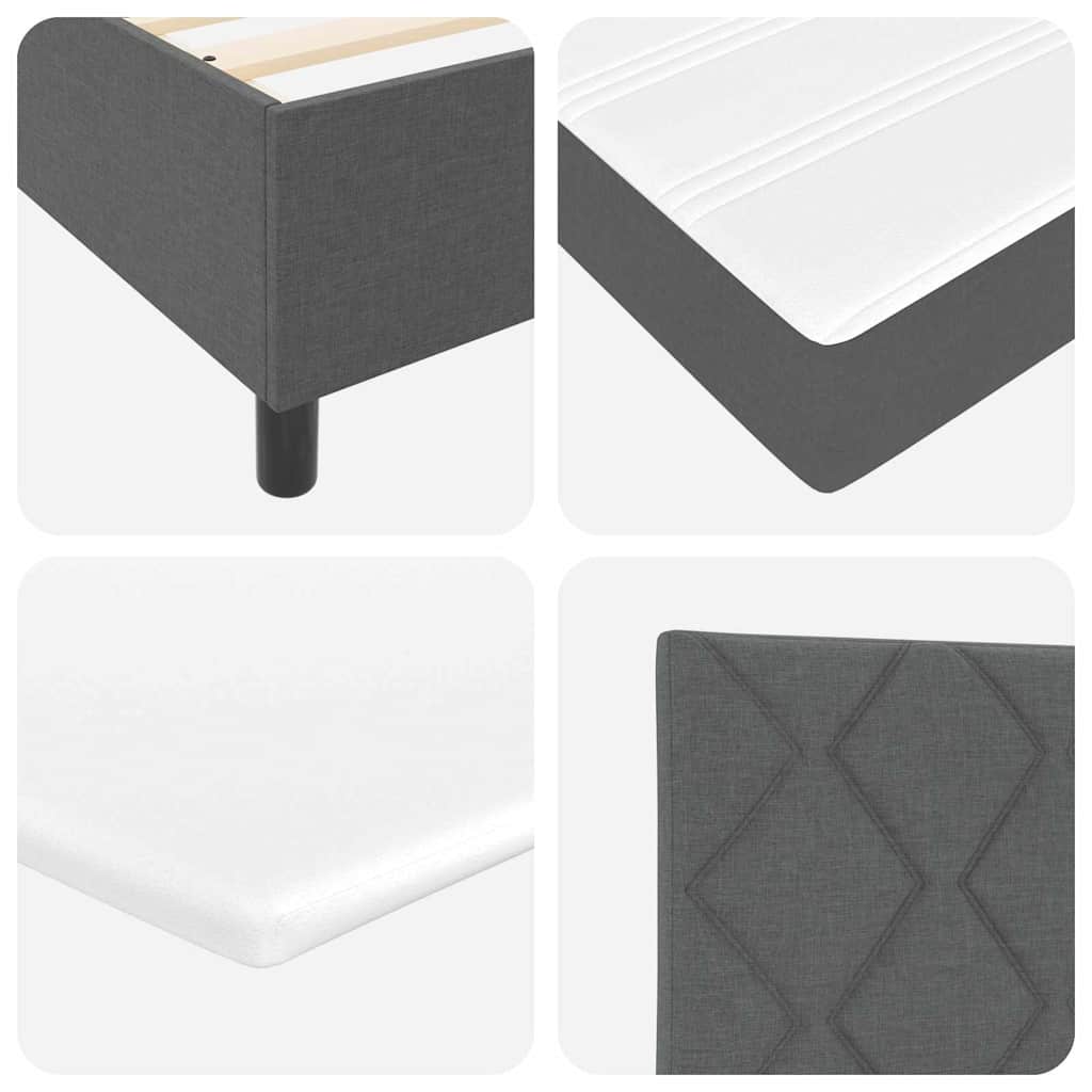 Box Spring Seng Med Madras Mørkegrå 80 X 200 Cm Stof - Billede 12