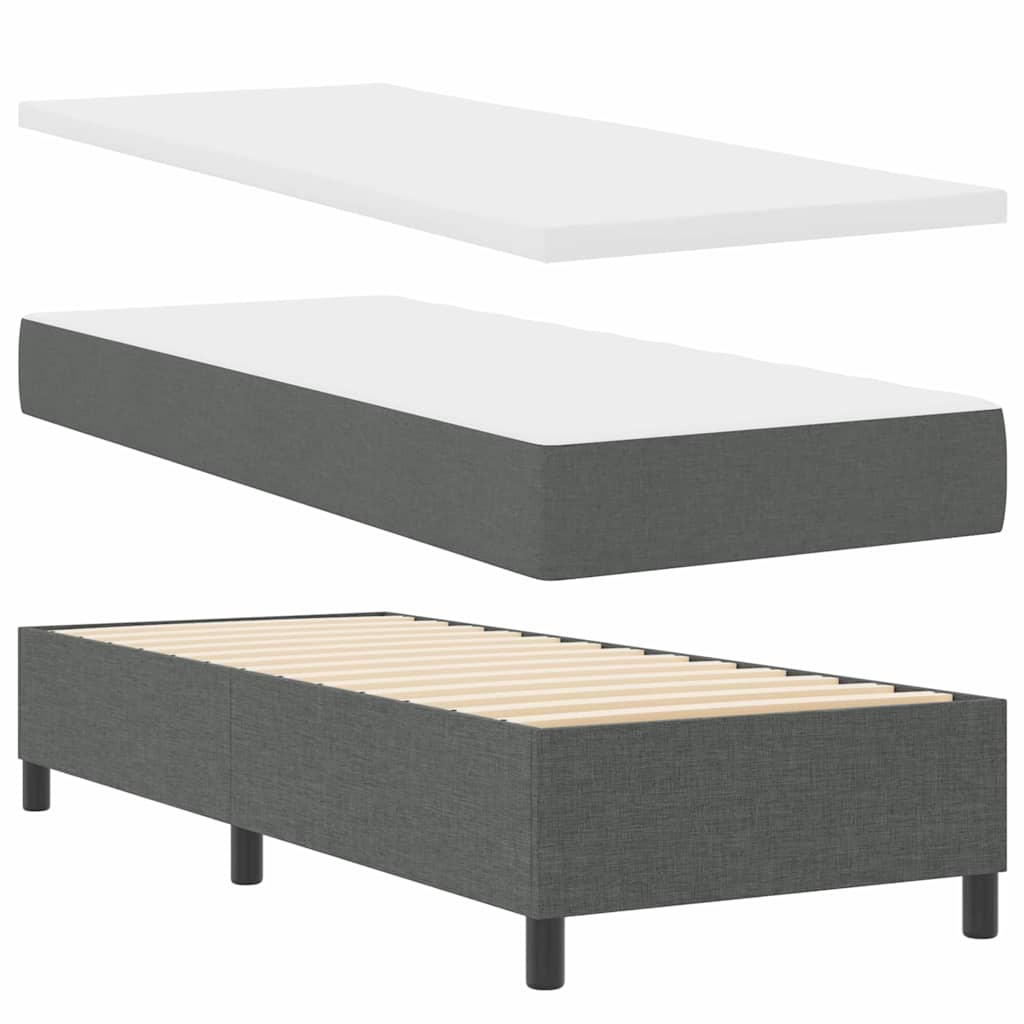 Box Spring Seng Med Madras Mørkegrå 80 X 200 Cm Stof - Billede 2