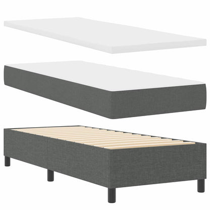 Box Spring Seng Med Madras Mørkegrå 80 X 200 Cm Stof - Billede 2