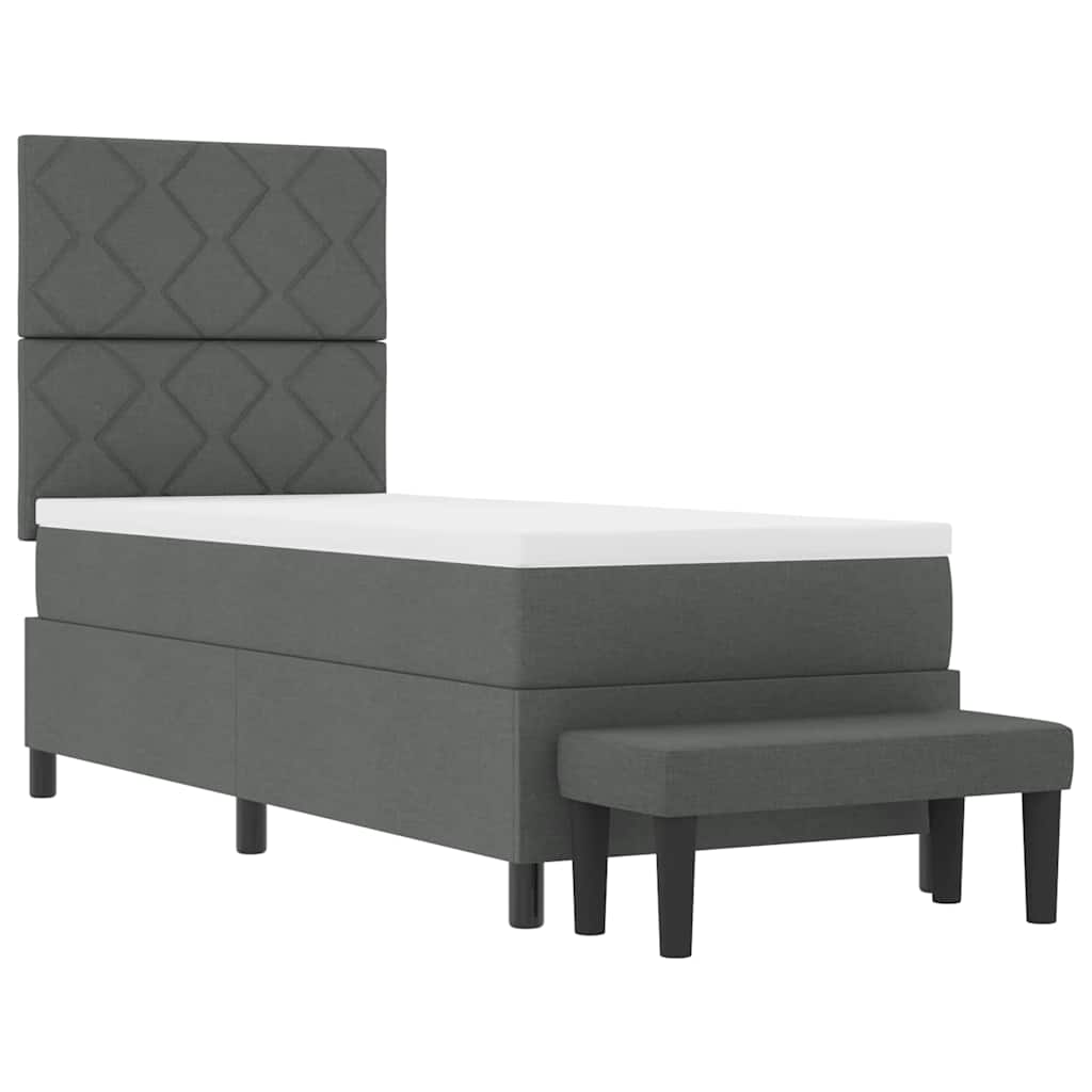 Box Spring Seng Med Madras Mørkegrå 80 X 200 Cm Stof - Billede 8