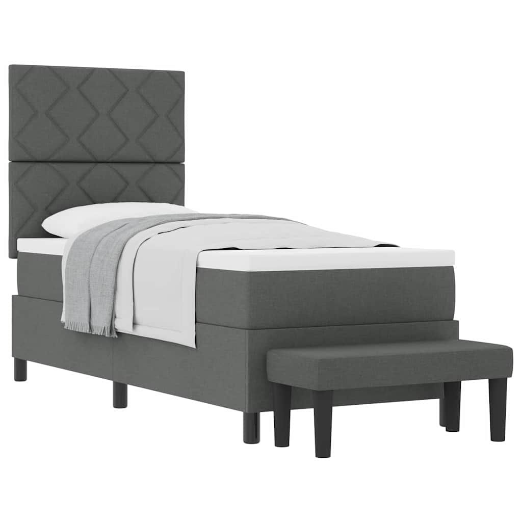 Box Spring Seng Med Madras Mørkegrå 80 X 200 Cm Stof - Billede 3