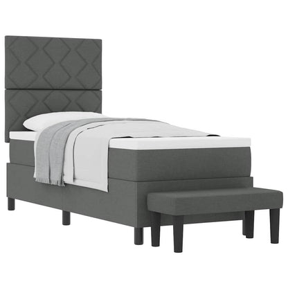 Box Spring Seng Med Madras Mørkegrå 80 X 200 Cm Stof - Billede 3