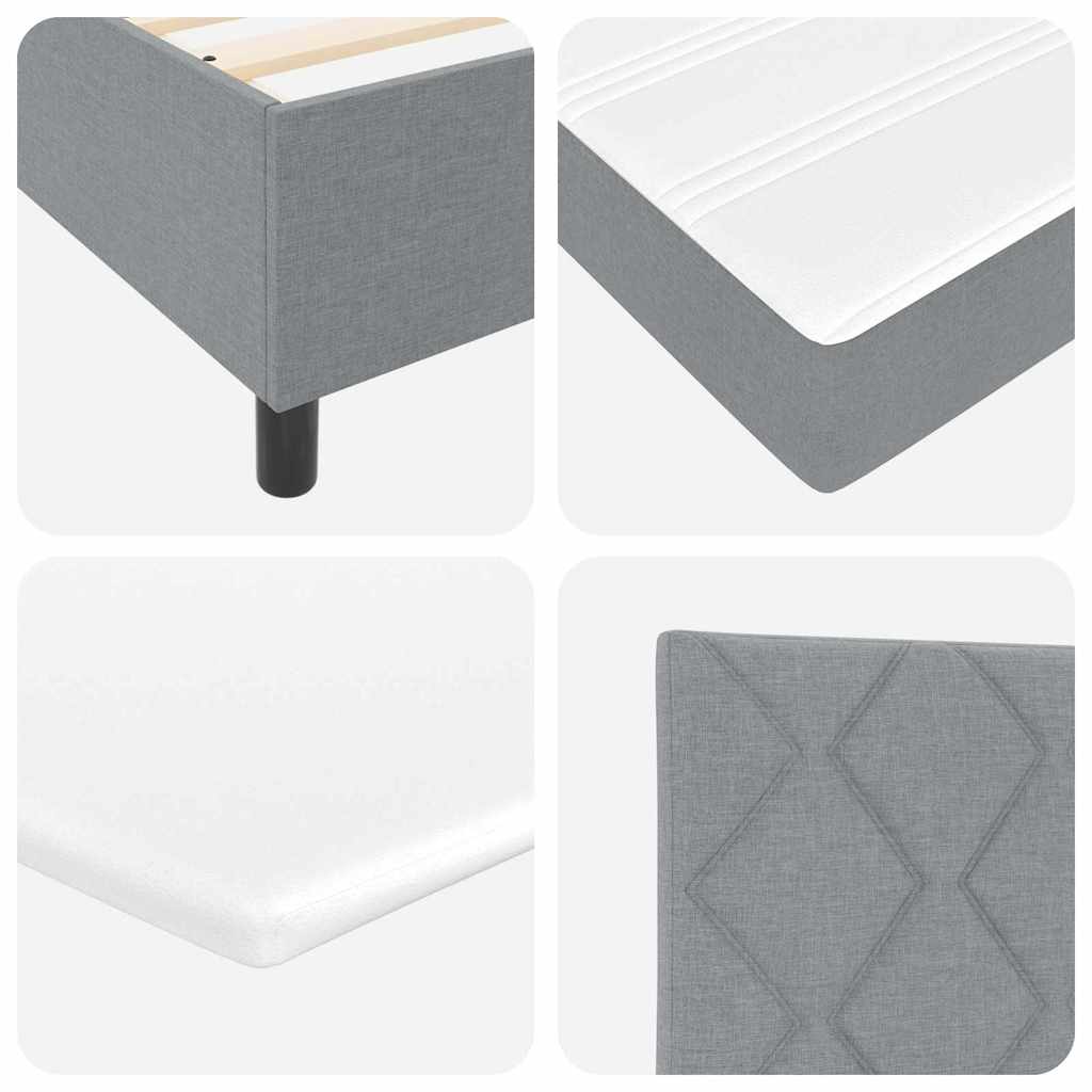 Box Spring Seng Med Madras Lysegrå 90 X 190 Cm Stof - Billede 12