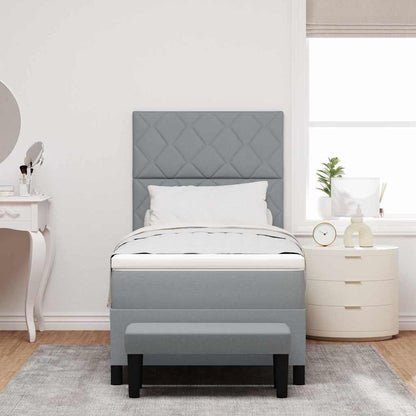 Box Spring Seng Med Madras Lysegrå 90 X 190 Cm Stof - Billede 5