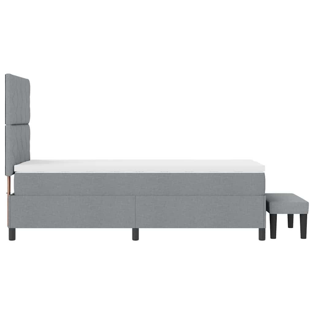 Box Spring Seng Med Madras Lysegrå 90 X 190 Cm Stof - Billede 10