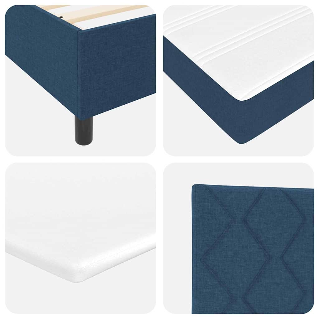 Box Spring Seng Med Madras Med Hovedgærde Blå 90 X 190 Cm Stof - Billede 12
