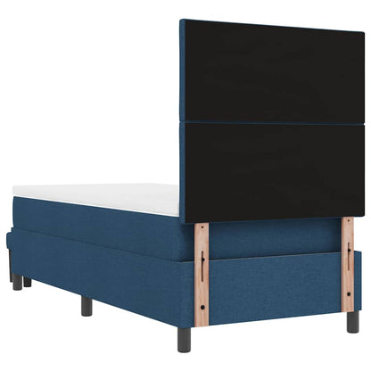 Box Spring Seng Med Madras Med Hovedgærde Blå 90 X 190 Cm Stof - Billede 11