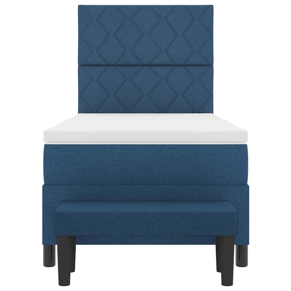 Box Spring Seng Med Madras Med Hovedgærde Blå 90 X 190 Cm Stof - Billede 9