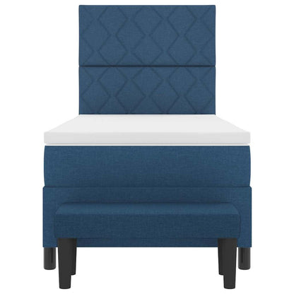 Box Spring Seng Med Madras Med Hovedgærde Blå 90 X 190 Cm Stof - Billede 9
