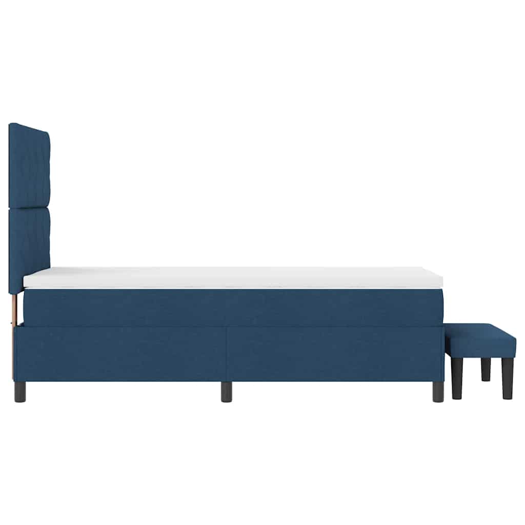 Box Spring Seng Med Madras Med Hovedgærde Blå 90 X 190 Cm Stof - Billede 10