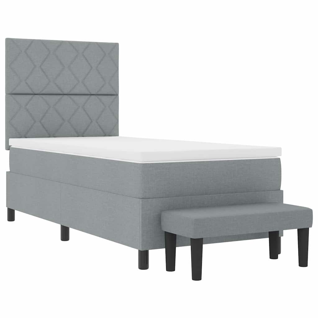 Box Spring Seng Med Madras Lysegrå 90 X 200 Cm Stof - Billede 8