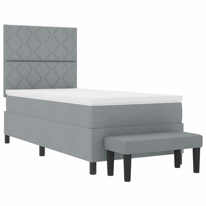 Box Spring Seng Med Madras Lysegrå 90 X 200 Cm Stof - Billede 8