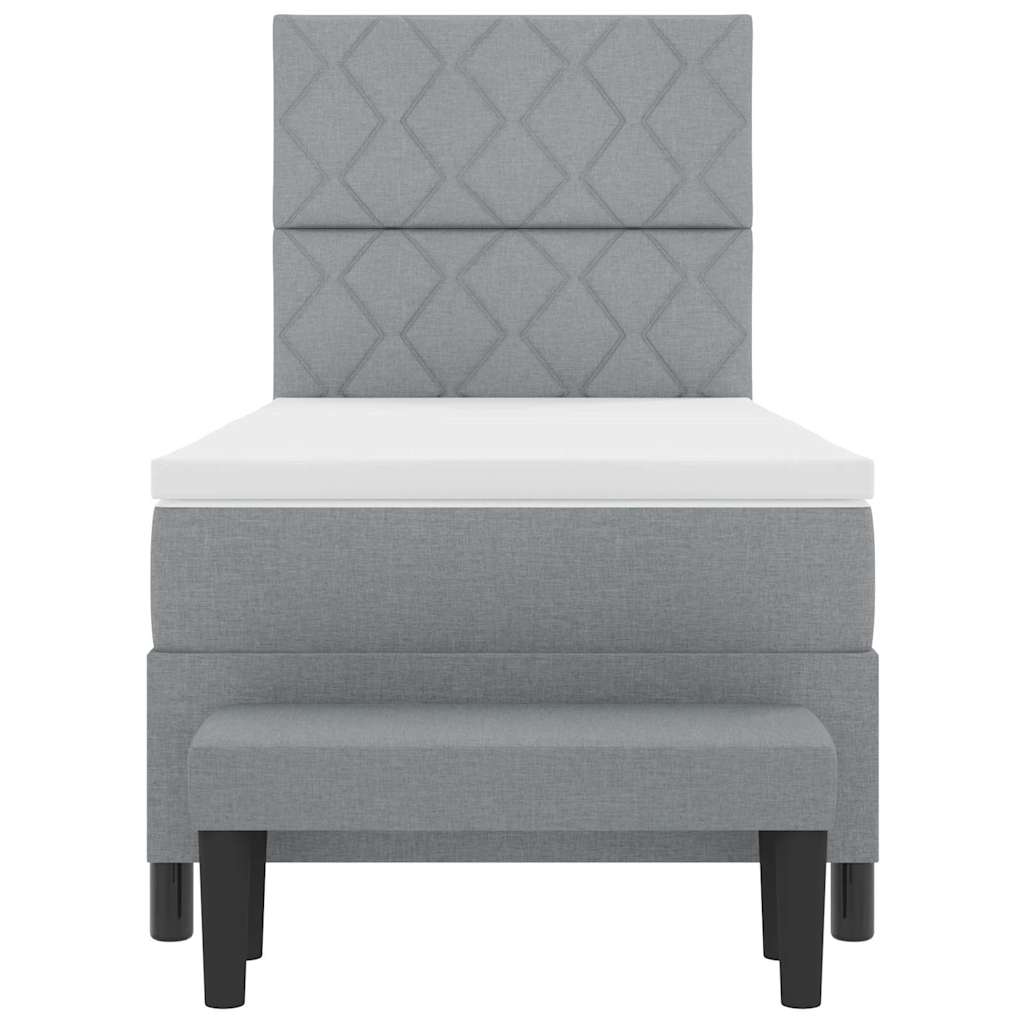 Box Spring Seng Med Madras Lysegrå 90 X 200 Cm Stof - Billede 9