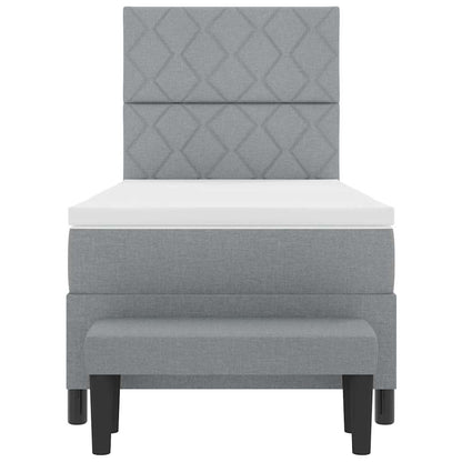Box Spring Seng Med Madras Lysegrå 90 X 200 Cm Stof - Billede 9