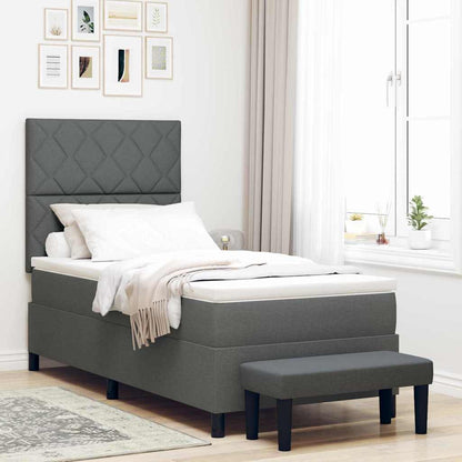 Box Spring Seng Med Madras Mørkegrå 90 X 200 Cm Stof - Hovedbillede