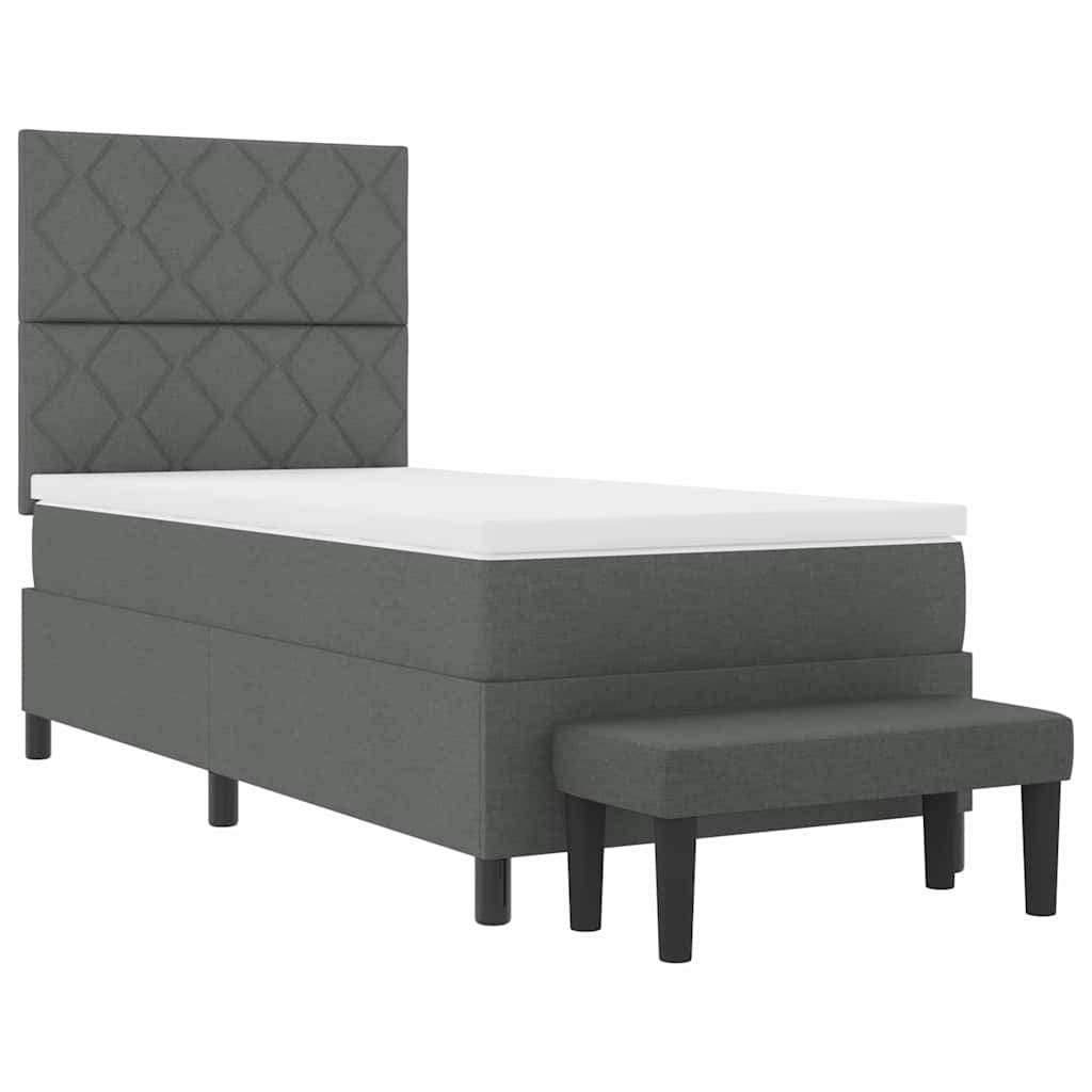Box Spring Seng Med Madras Mørkegrå 90 X 200 Cm Stof - Billede 8