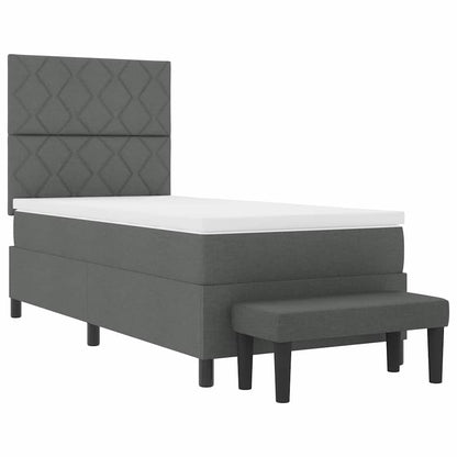 Box Spring Seng Med Madras Mørkegrå 90 X 200 Cm Stof - Billede 8
