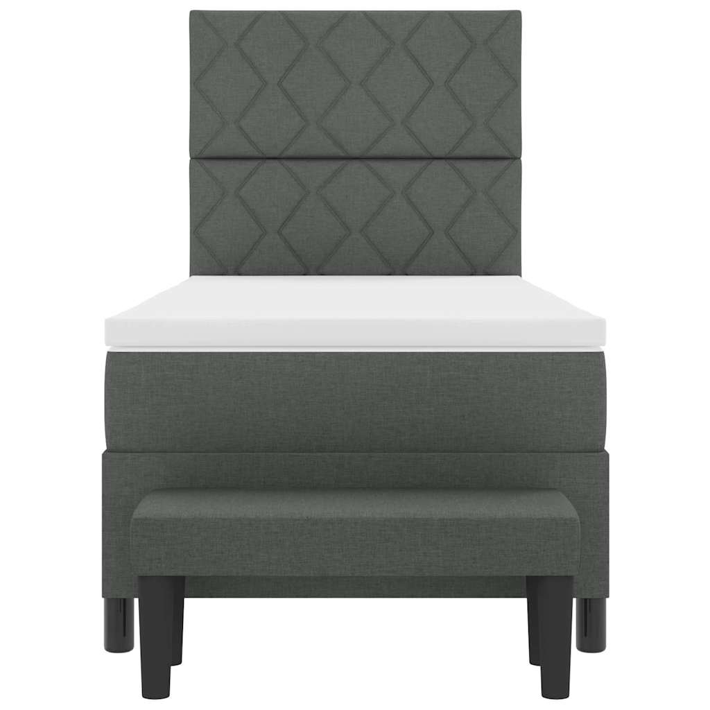 Box Spring Seng Med Madras Mørkegrå 90 X 200 Cm Stof - Billede 9