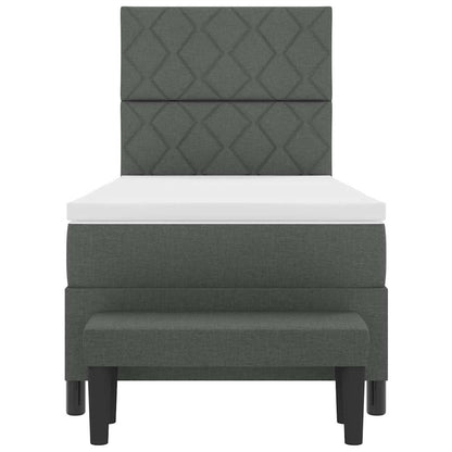 Box Spring Seng Med Madras Mørkegrå 90 X 200 Cm Stof - Billede 9