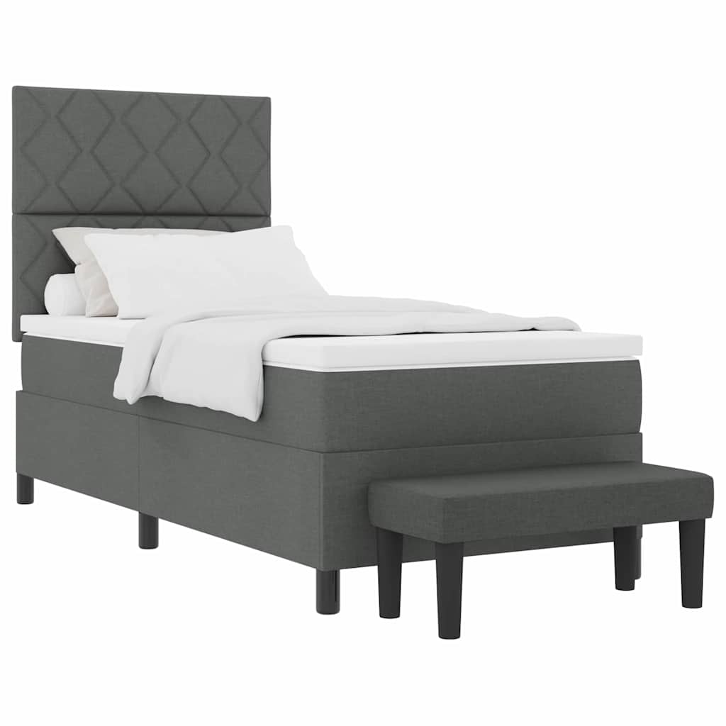 Box Spring Seng Med Madras Mørkegrå 90 X 200 Cm Stof - Billede 3