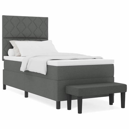 Box Spring Seng Med Madras Mørkegrå 90 X 200 Cm Stof - Billede 4