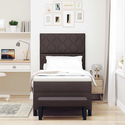 Box Spring Seng Med Madras Mørkebrun 90 X 200 Cm Stof - Billede 5
