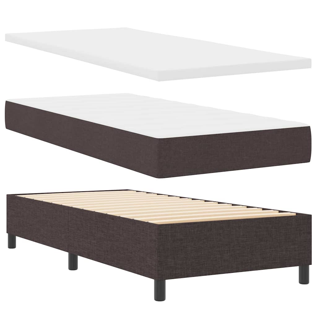 Box Spring Seng Med Madras Mørkebrun 90 X 200 Cm Stof - Billede 2