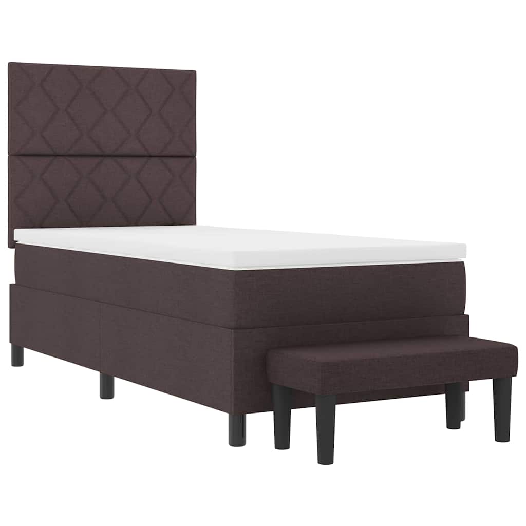 Box Spring Seng Med Madras Mørkebrun 90 X 200 Cm Stof - Billede 8