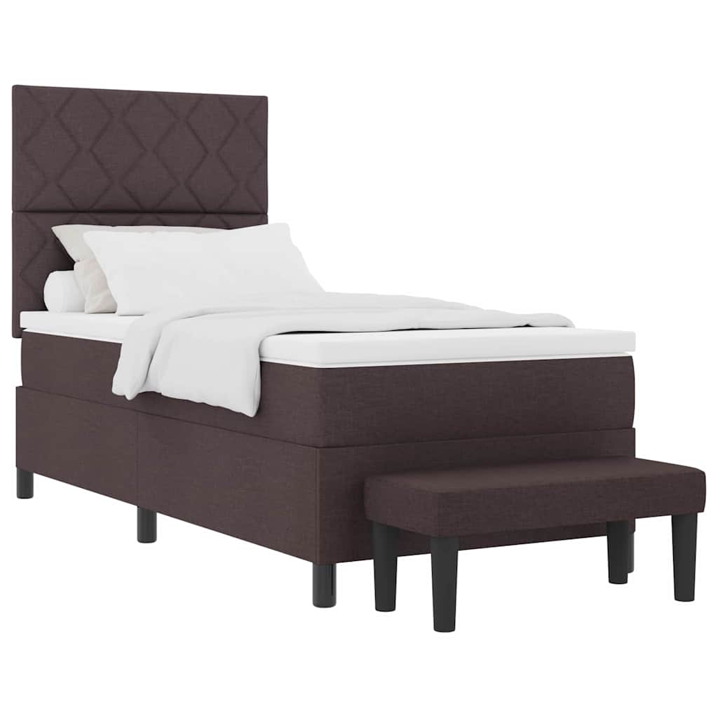Box Spring Seng Med Madras Mørkebrun 90 X 200 Cm Stof - Billede 3