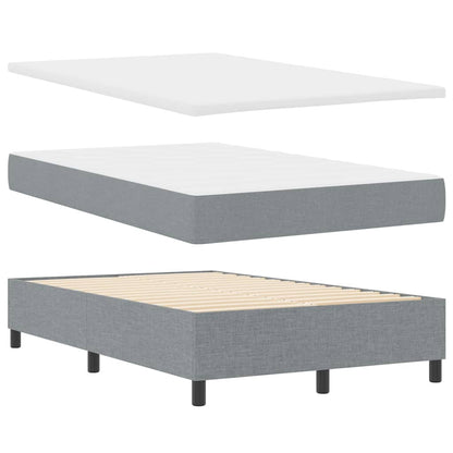 Box Spring Seng Med Madras Lysegrå 120 X 190 Cm Stof - Billede 2