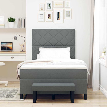 Box Spring Seng Med Madras Mørkegrå 120 X 190 Cm Stof - Billede 5