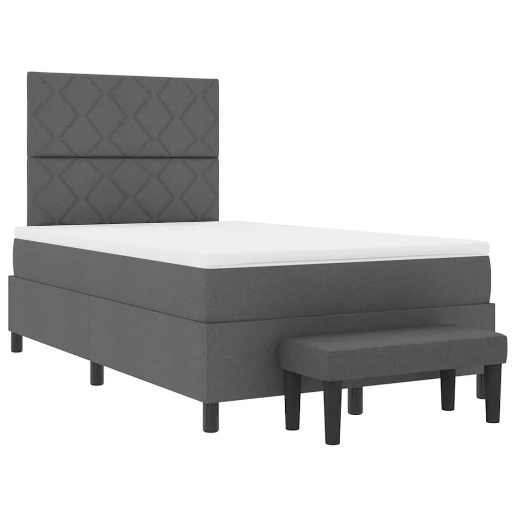 Box Spring Seng Med Madras Mørkegrå 120 X 190 Cm Stof - Billede 8