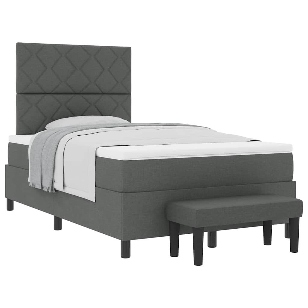 Box Spring Seng Med Madras Mørkegrå 120 X 190 Cm Stof - Billede 3
