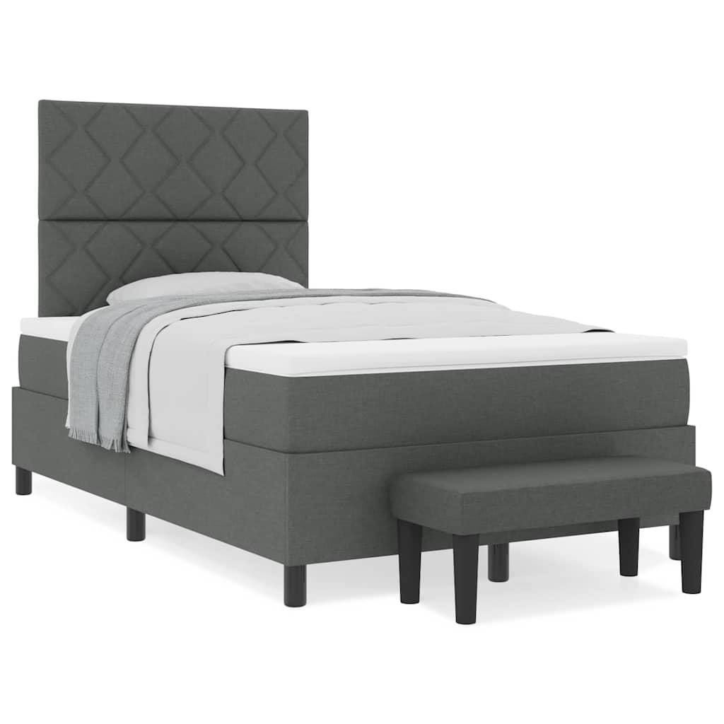 Box Spring Seng Med Madras Mørkegrå 120 X 190 Cm Stof - Billede 4