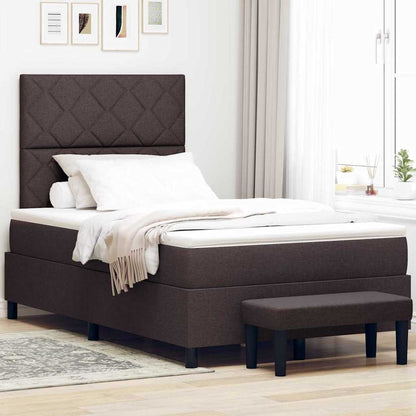 Box Spring Seng Med Madras Mørkebrun 120 X 190 Cm Stof - Hovedbillede