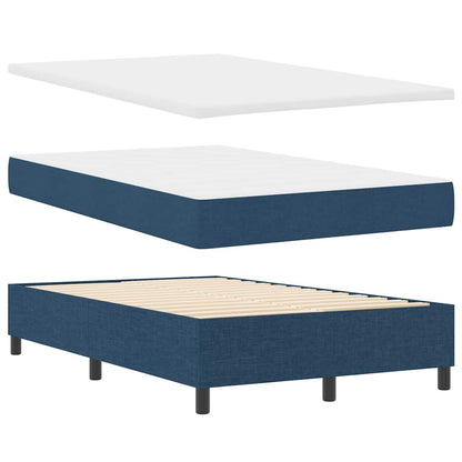 Box Spring Seng Med Madras Med Hovedgærde Blå 120 X 190 Cm Stof - Billede 2