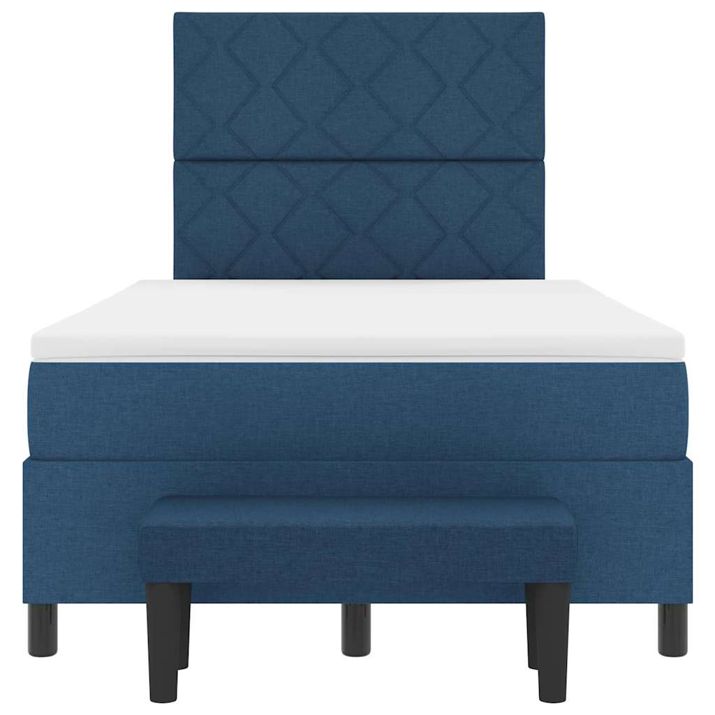 Box Spring Seng Med Madras Med Hovedgærde Blå 120 X 190 Cm Stof - Billede 9
