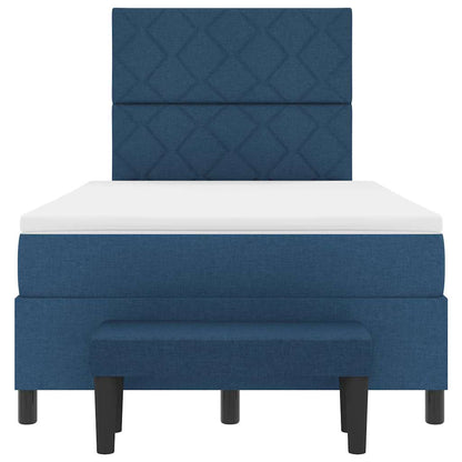 Box Spring Seng Med Madras Med Hovedgærde Blå 120 X 190 Cm Stof - Billede 9