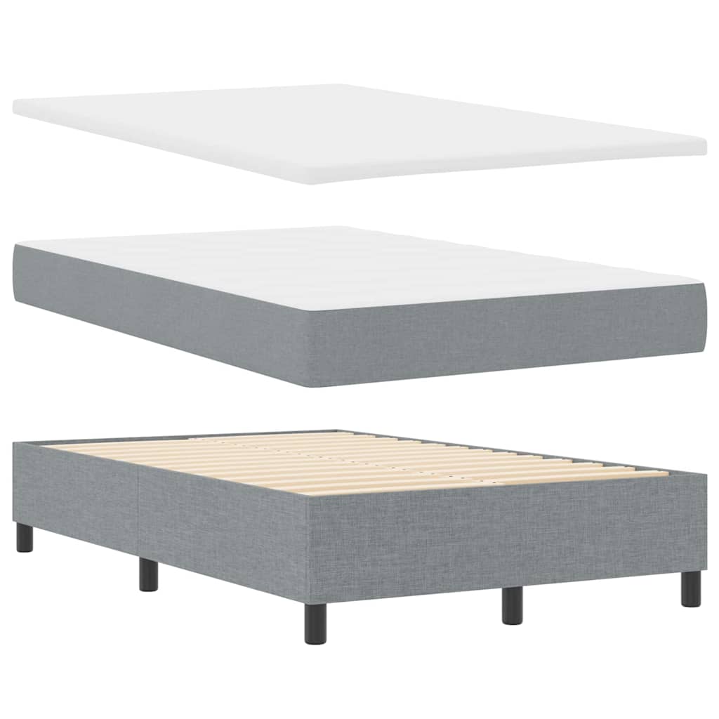 Box Spring Seng Med Madras Lysegrå 120 X 200 Cm Stof - Billede 2