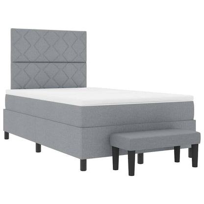 Box Spring Seng Med Madras Lysegrå 120 X 200 Cm Stof - Billede 8
