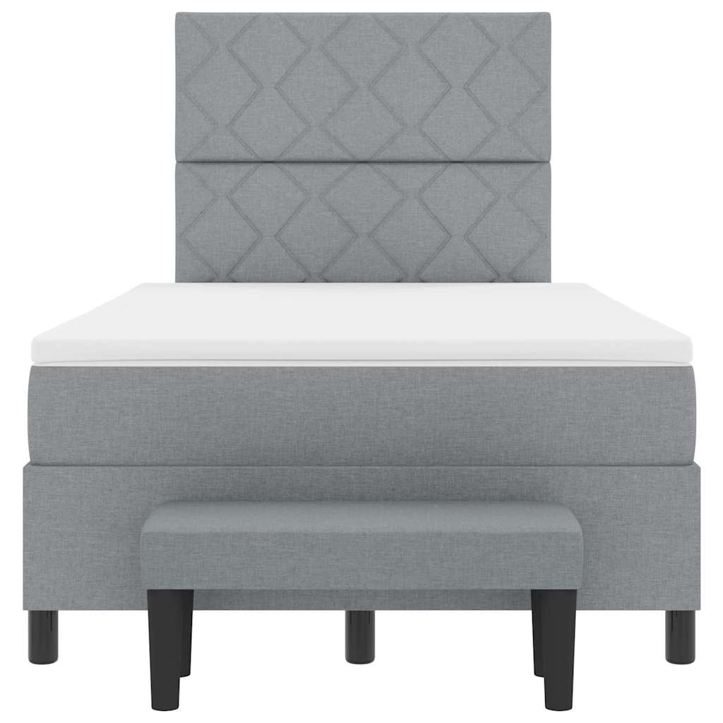 Box Spring Seng Med Madras Lysegrå 120 X 200 Cm Stof - Billede 9