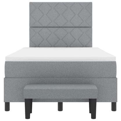 Box Spring Seng Med Madras Lysegrå 120 X 200 Cm Stof - Billede 9