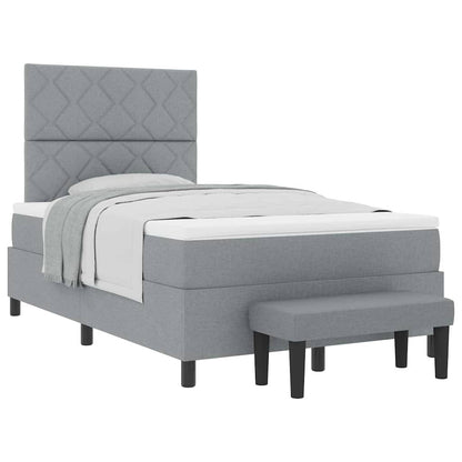 Box Spring Seng Med Madras Lysegrå 120 X 200 Cm Stof - Billede 3