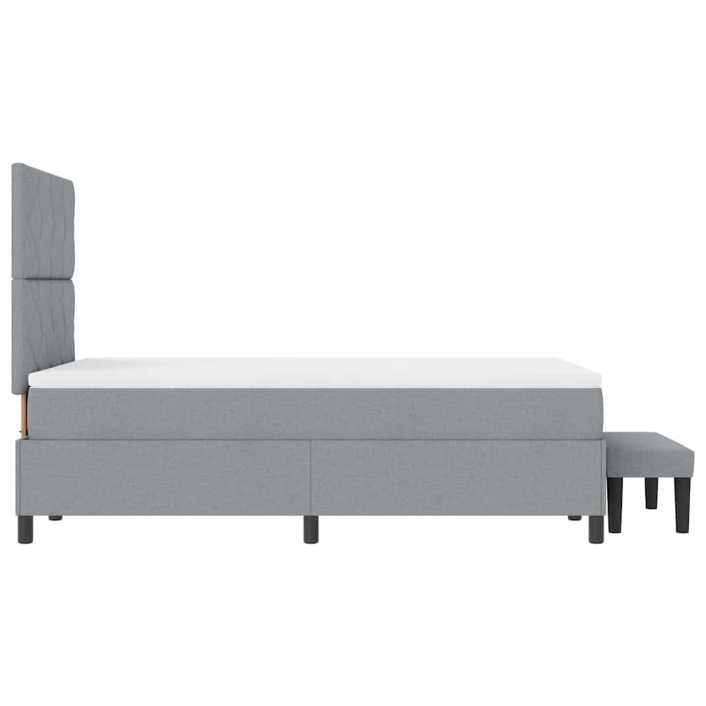 Box Spring Seng Med Madras Lysegrå 120 X 200 Cm Stof - Billede 10