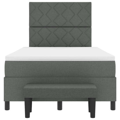Box Spring Seng Med Madras Mørkegrå 120 X 200 Cm Stof - Billede 8