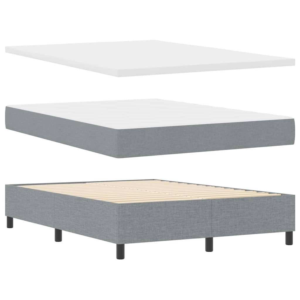 Box Spring Seng Med Madras Lysegrå 140 X 200 Cm Stof - Billede 2