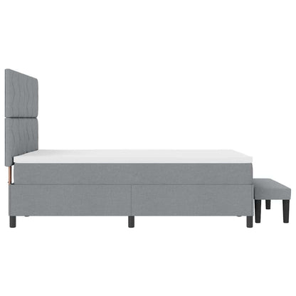 Box Spring Seng Med Madras Lysegrå 140 X 200 Cm Stof - Billede 10